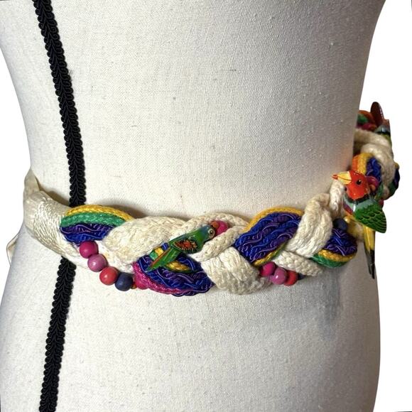 Vtg 70s 80s Boho Hippie Braided Bird Bead Belt Phaedora J. Designs Lori Kincaid main image 9